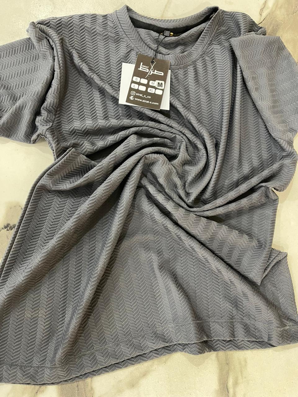 Sea Green Textured Crew Neck Tee